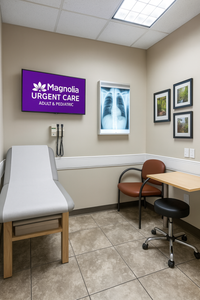 Adult and pediatric exam room at Magnolia Urgent & Primary Care Ocala FL – Same-day visits, primary care, walk-in clinic