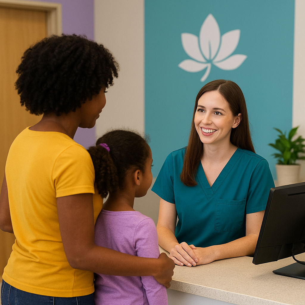 Reception desk at urgent care
