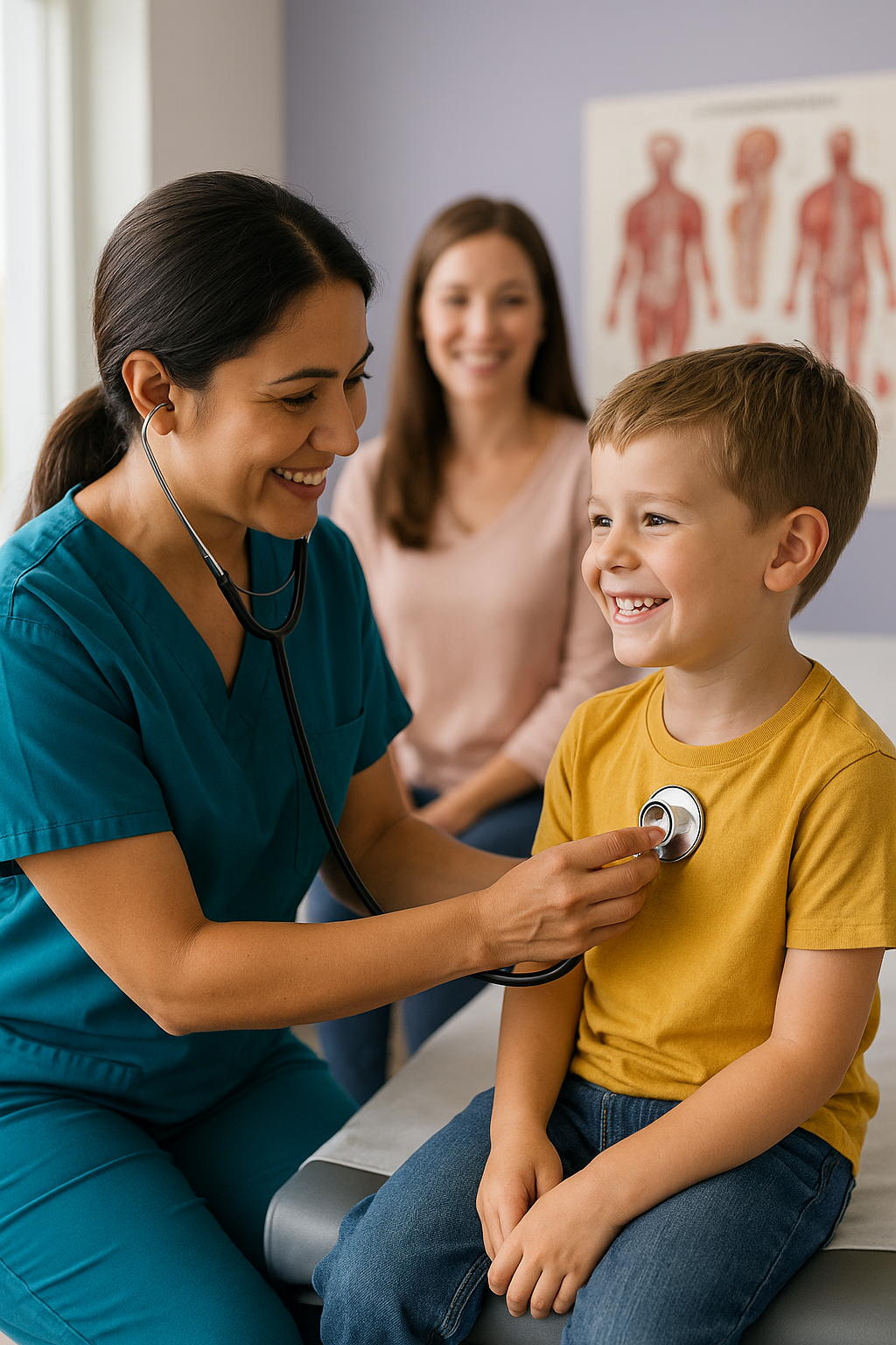 Nurse treating child